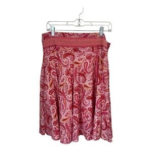 Cotton Boho Paisley Pink Skirt Medium Vintage